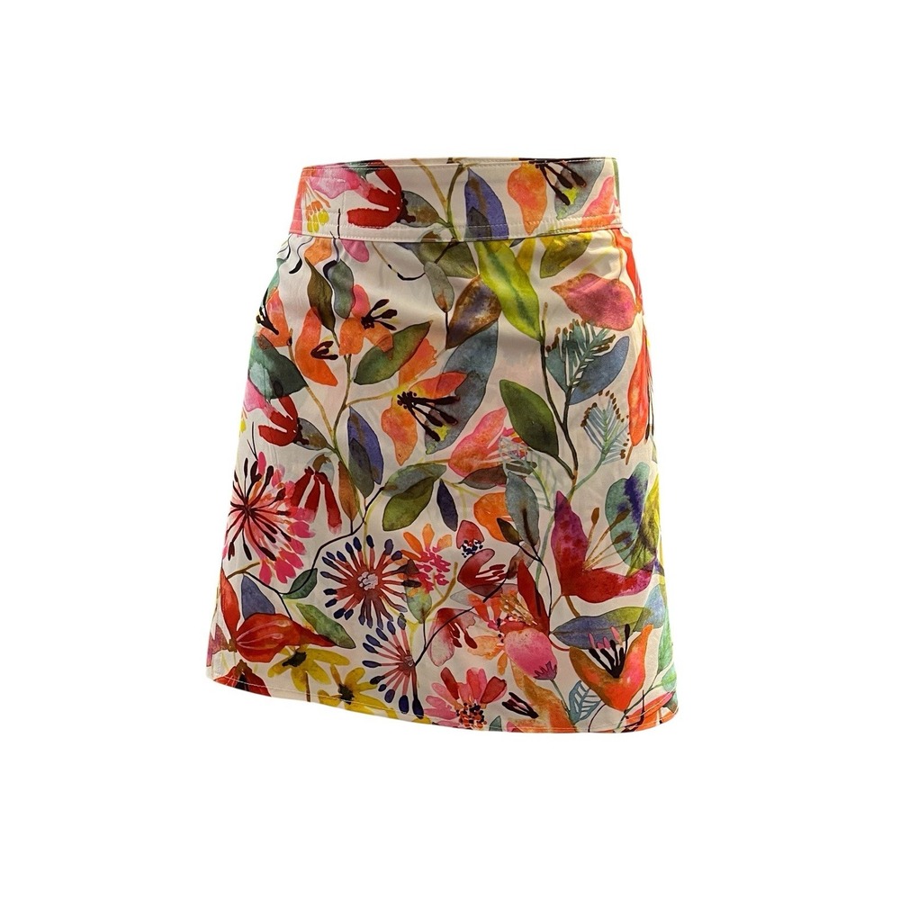 Rip Skirt Colorful Watercolor Floral Mini Wrap M Vacation Island Beach Surfer